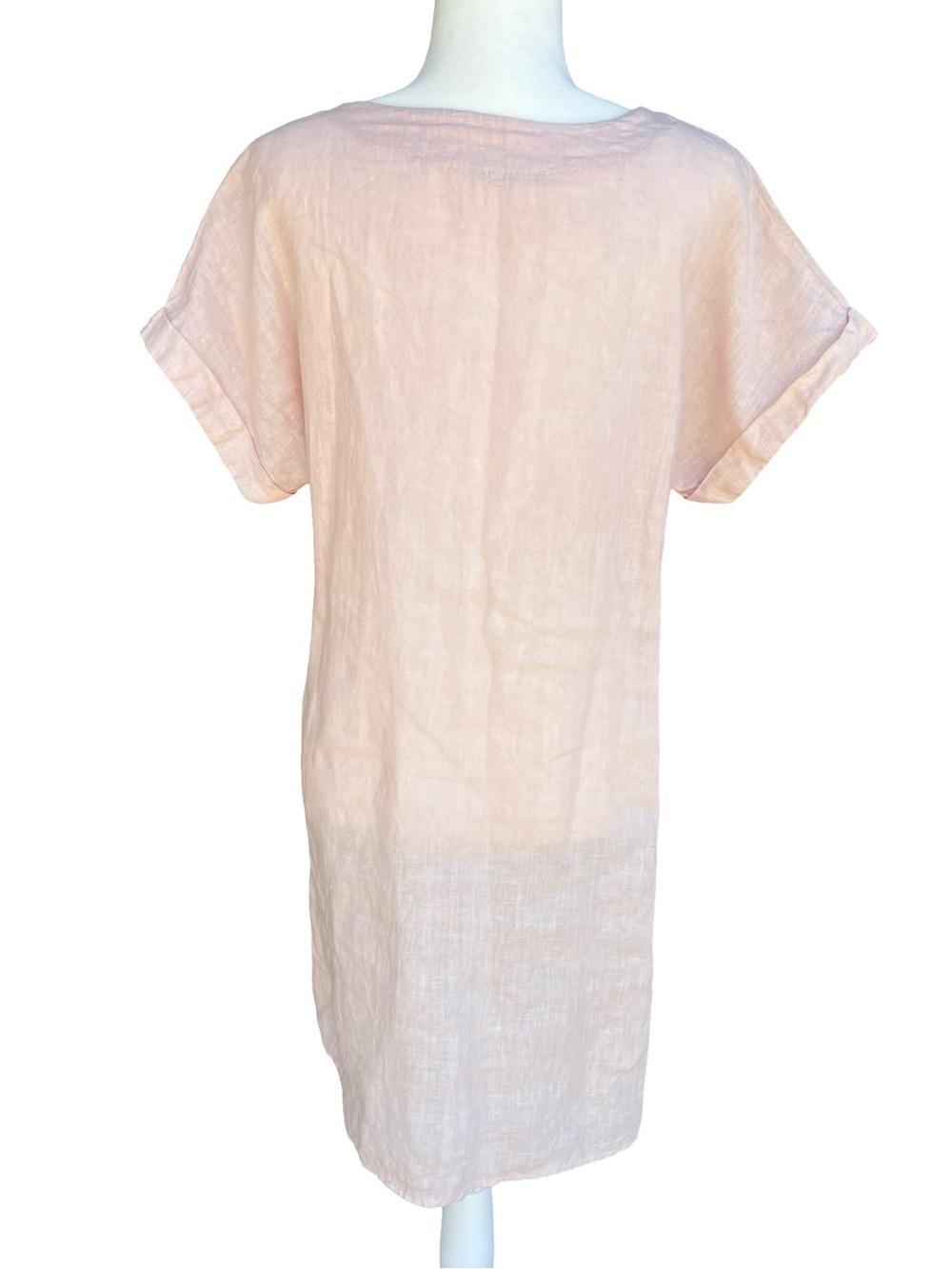 Valentina Naldi Blush Tunic/ Dress Sz M 100% Linen Embroidered Front Italy Boho - Picture 5 of 12